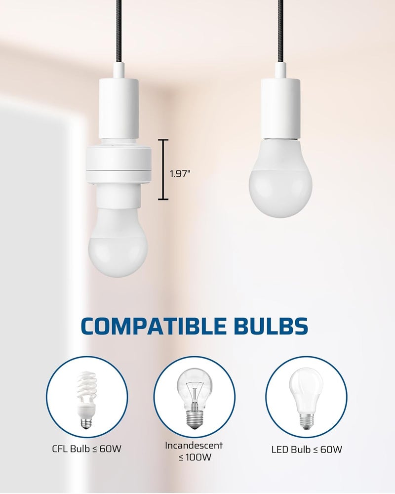 DEWENWILS Remote Control Light Socket, Wireless Light Switch for Pull Chain Light Lamp Fixtures, 100FT Range, No Wiring Needed, ETL Listed(1 Wall Mounted Controller+1 Bulb Base, Shorter Version) - Image 5